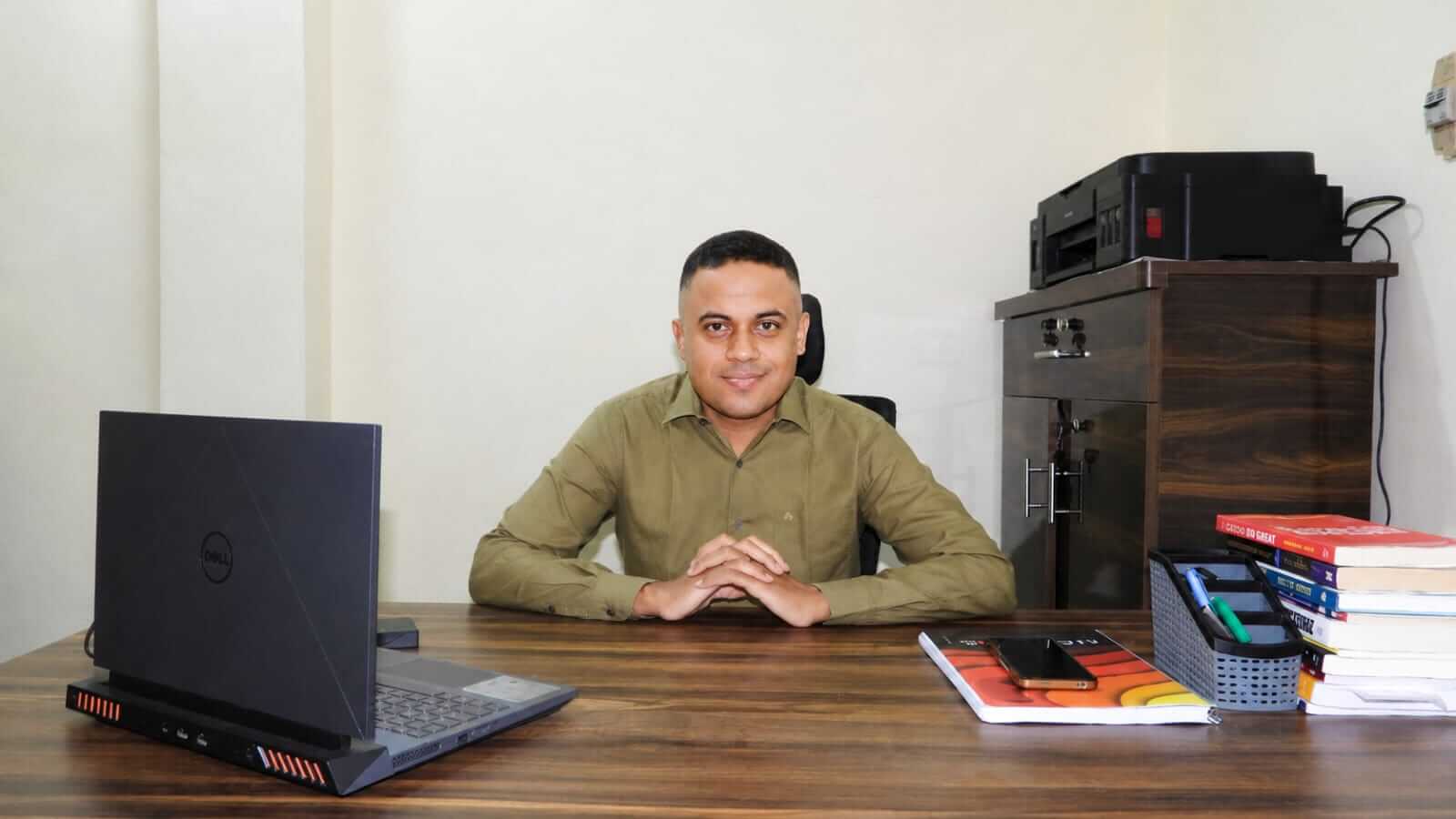 Editor of SSB Digest Working at Desk